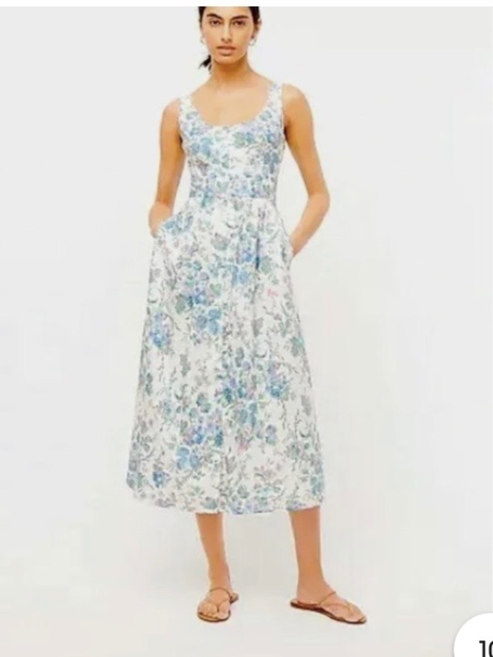 J Crew Button Front Cotton Poplin Floral Midi Dress in English Garden Size 12